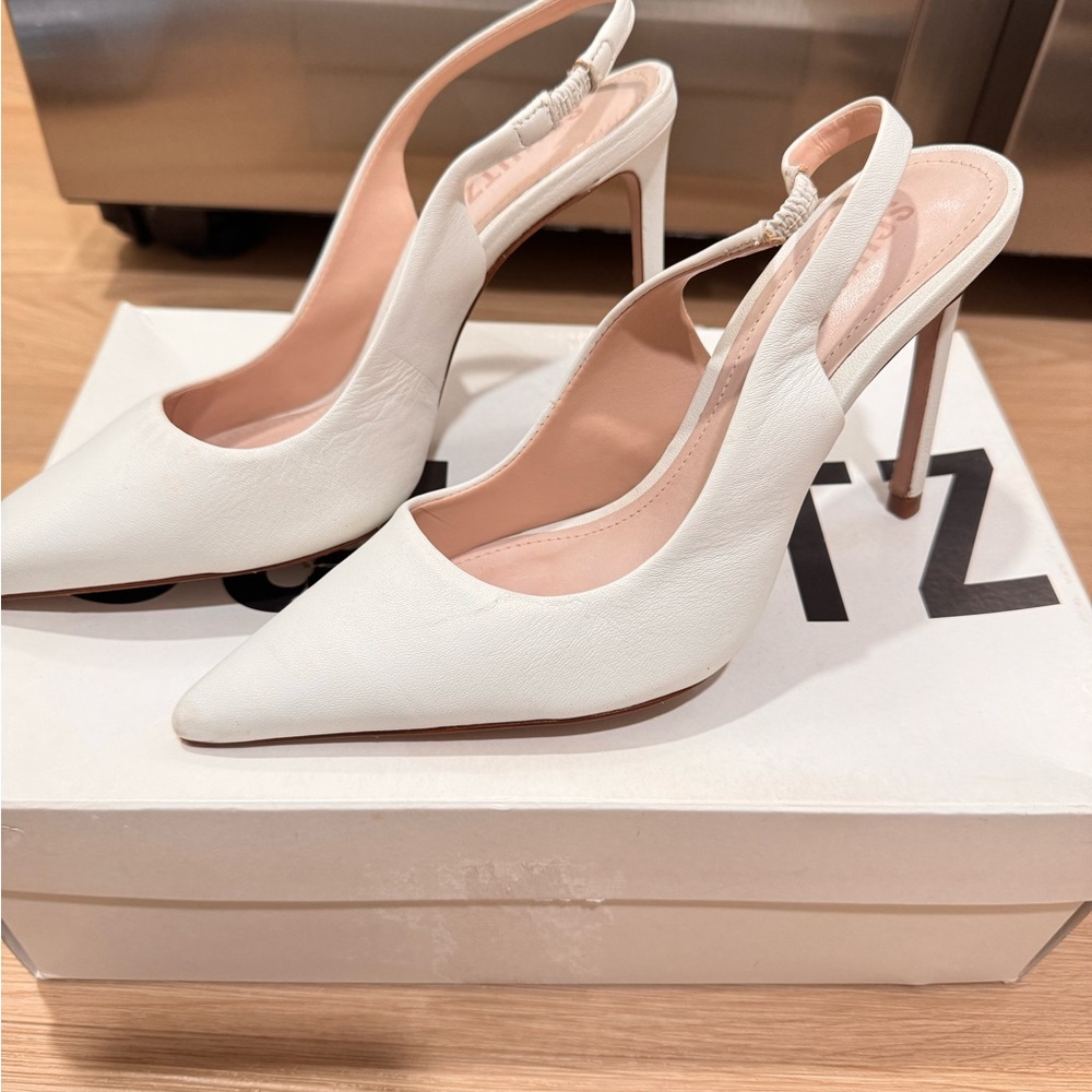SCHUTZ White Slingback Heels